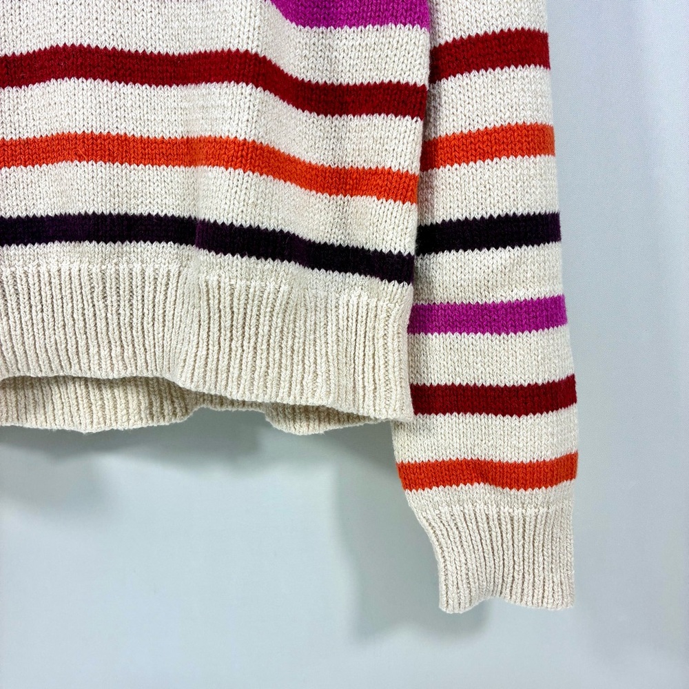 Marine Layer Claire Relaxed Sweater Polo Merino Wool Cotton L Warm Stripe NWT - Picture 10 of 16